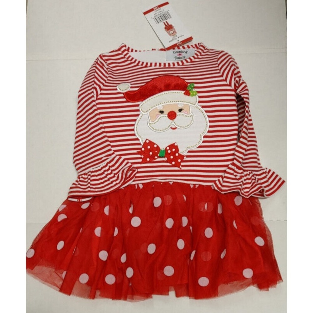 NWT Girl's EMILY ROSE Santa Clause Poka Dot‎ Stripe Tutu Outfit Size 18M